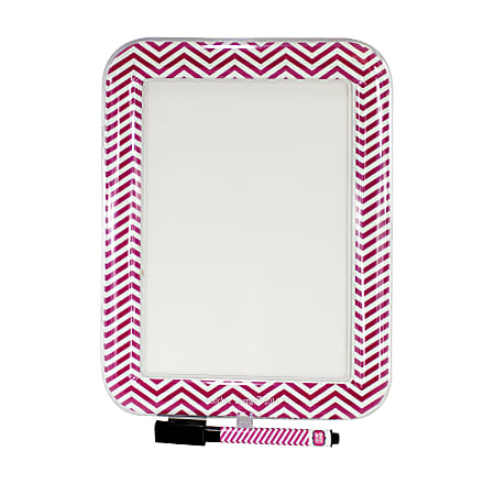 Locker Lounge™ Fashion Dry-Erase Board, 8"H x 11 1/8"W x 1/2"D, Pink Chevron