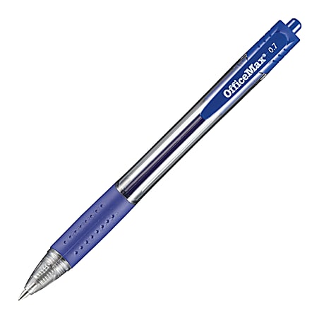 OfficeMax Retractable Gel Pen - 0.7mm, Fine, 4 Pack, Blue