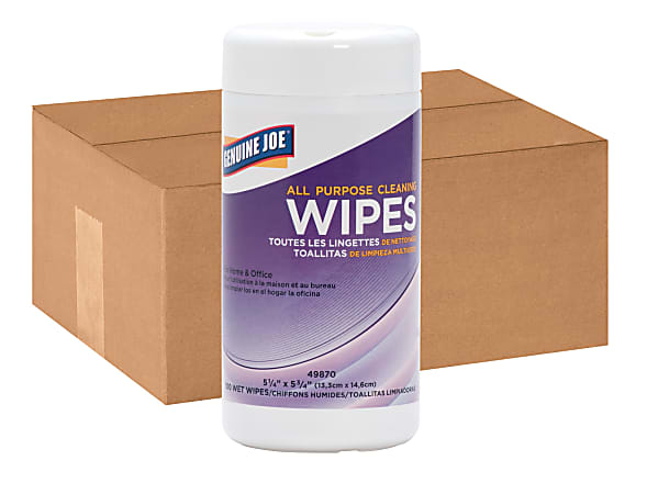 Genuine Joe All Purpose Cleaning Wipes - Wipe - 5.13" Width x 5.88" Length - 100 / Canister - 12 / Carton - Multi