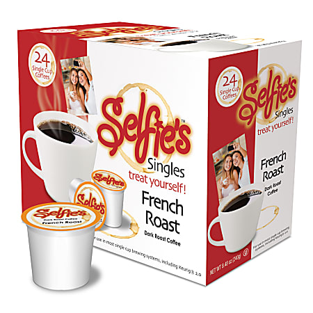 Selfie's Single-Serve Coffee Pods, French Roast, Carton Of 24