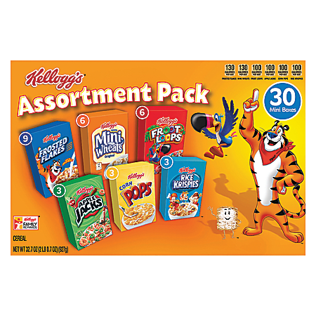 Kellogg's Mini Cereal Assortment Pack, 0.7 Oz, Box Of 30