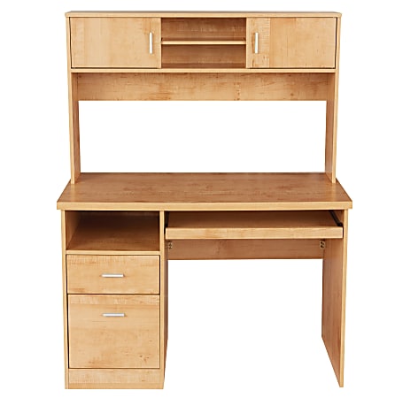 Illustra Transitional Engineered Wood Computer Desk With Hutch, Oak