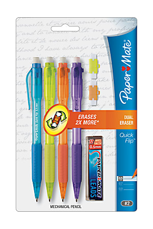 Paper Mate® Quick-Flip Mechanical Pencil Starter Set, 0.5 mm, Assorted Barrel Colors, Set Of 4 Pencils