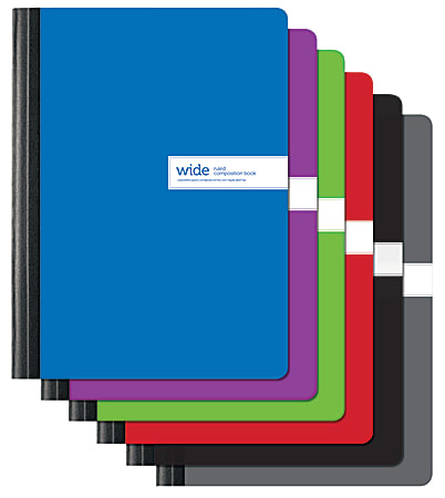 Office Depot® Brand Solid Color Composition Books, 7 1/2" x 9 3/4", Wide Ruled, 80 Pages (40 Sheets), Assorted Colors