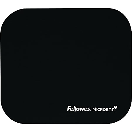 Fellowes Microban® Mouse Pad - Black - 8"x9"x0.1" Dimension - Black - Rubber Base, Polyester Surface - 5933901