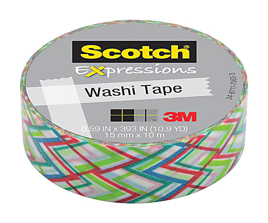 Scotch® Expressions Washi Tape, 1/2" x 393", Zig Zag