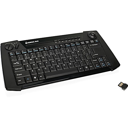 IOGEAR Multimedia Keyboard with Laser Trackball and Scroll Wheel, 2.4GHz Wireless GKM561R (Black)