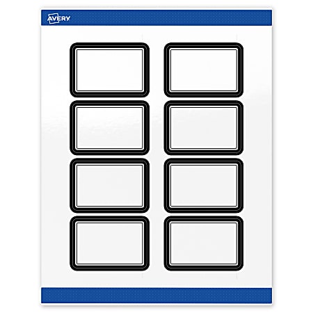 Avery® Print-To-The-Edge Labels & Sure Feed®, S00-DKZ-PRWGP10, 2"x 3", Glossy White, Preprinted Double Black Border Design, Pack Of 80