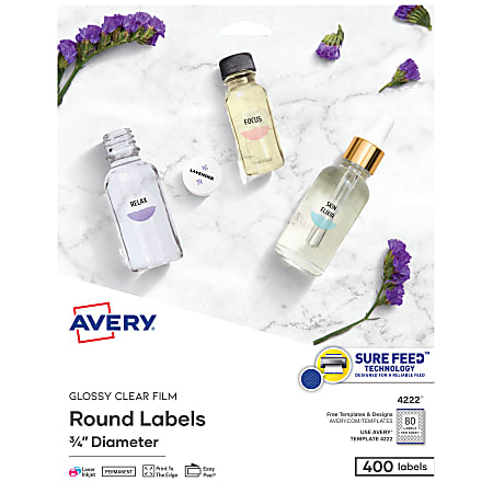 Avery® Glossy Clear Print-to-the-Edge Easy Peel Labels With