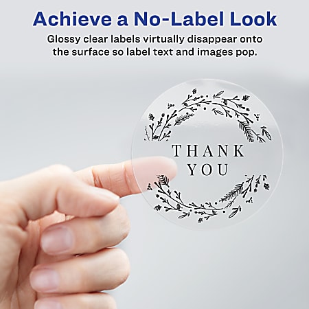ave4222 ave-4222 Avery Clear Glossy Print-to-the-Edge Round Labels 