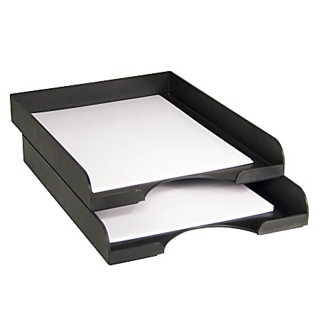 Office Depot® Brand Essential Elements Stack, Slide And Turn Letter Trays, Black, Set Of 2