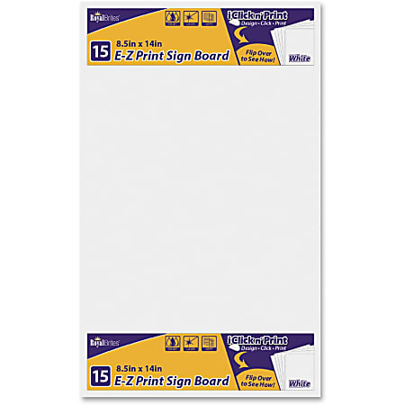 Royal Brites E Z Print Sign Board 8 12 x 14 White Pack Of 15 - Office Depot