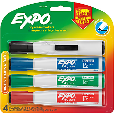 12) Pack Large Color Dry Erase Markers with Eraser Cap, Chisel Point –  KleenSlate