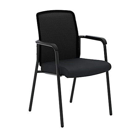 HON® basyx Padded Fabric Seat, Mesh Back Stacking Chair, 19" Seat Width, Black Seat/Black Frame, Quantity: 1