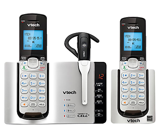 VTech® Connect-To-Cell DECT 6.0 Expandable Cordless Phone System With Digital Answering Machine, Silver