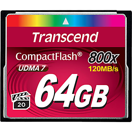 Transcend Premium 64 GB CompactFlash - 120 MB/s Read - 60 MB/s Write - 800x Memory Speed - Lifetime Warranty