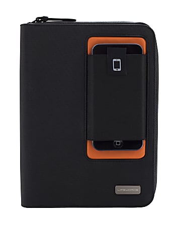 Lifeworks Universal Executive Zipper Folio Case For 7 - 8" Tablets, LW-T2000BJ, 8.75"H x 6.40"W x 0.65"D, Black/Orange