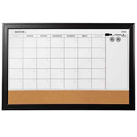 Quartet® Home Decor Magnetic Combination Dry-Erase Whiteboard/Calendar Board, 23" x 35", White