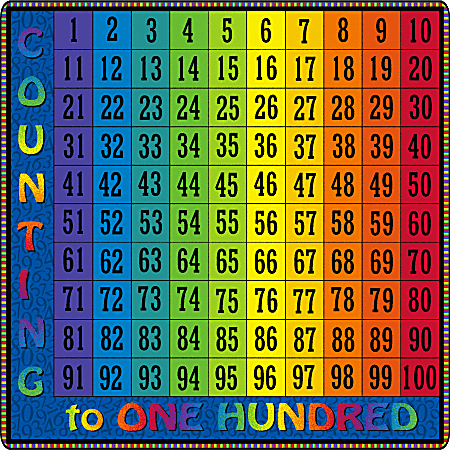 Flagship Carpets Counting To 100 Rug, Square, 6' x 6', Multicolor