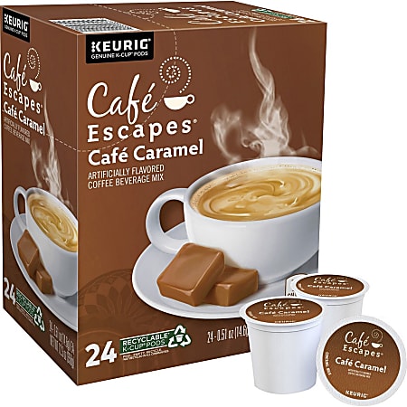 Cafe Escapes™ Single-Serve Coffee K-Cup® Pods, Cafe Caramel, Carton Of 24