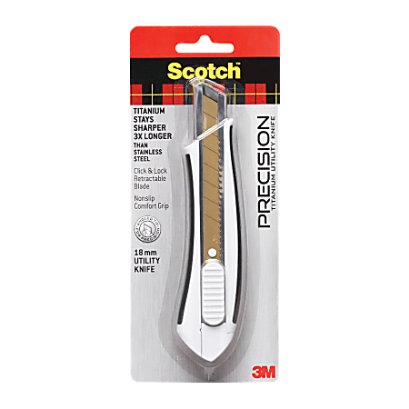 Scotch® Titanium Utility Knife, 18 mm, White/Black