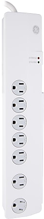 GE 7-Outlet Surge Protector, 3' Cord, White, 34768