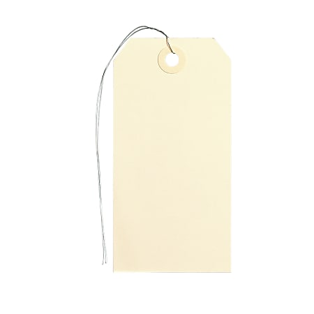 MACO® Medium G-Grade Shipping Tags, Prewired, Size 5, 4 3/4" x 2 3/8", Buff, Box Of 1,000