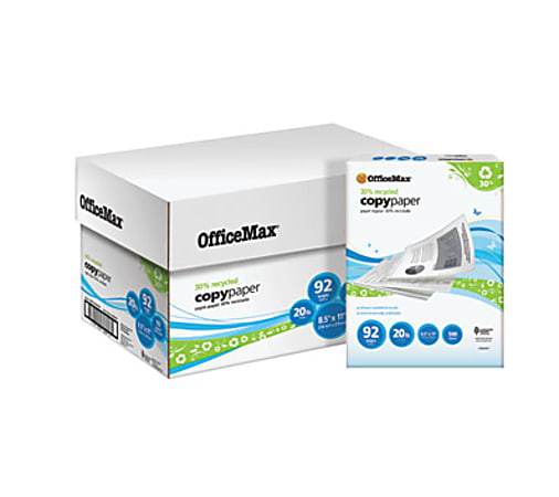 OfficeMax® MaxBrite Premium Copy Paper, Legal Size Paper, 88 (U.S.) Brightness, 20-Lb, 30% Recycled, Ream Of 500 Sheets