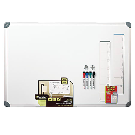 Quartet® Euro Style Magnetic Dry-Erase Whiteboard, 24" x 36", Aluminum Frame With Silver Finish