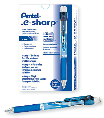Pentel® e-Sharp™ Mechanical Pencil, 0.7mm, #2 Lead, 72% Recycled, Blue Barrel, Pack Of 12