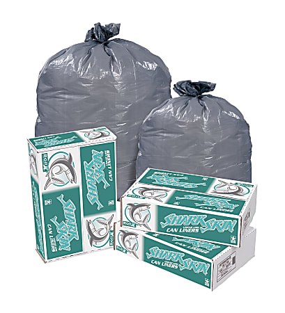 Pitt Plastics Shark Skin 0.5-mil Regular Can Liners, 0.5 mil, 12 - 16 Gallons, 24" x 32", Gray, Pack Of 500