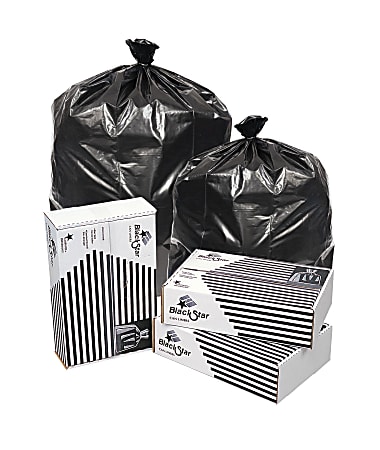 Pitt Plastics Linear Low-Density Can Liners, 0.65 mil, 30" x 60", 20-30 Gallons, Black, Pack Of 250