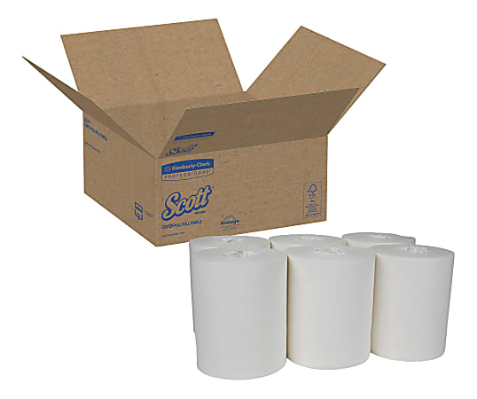 Scott® 1-Ply Center-Pull Paper Towels, 40% Recycled, 250 Sheets Per Roll, Pack Of 6 Rolls