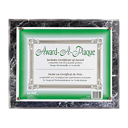 Nu-Dell Award-A-Plaque, 13" x 10 1/2", Black Marble