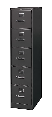 HON® 310 Series Full-Featured Vertical File, 5-Drawers, 60"H x 15"W x 26 1/2"D, Putty