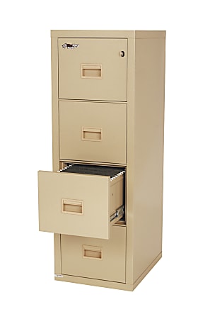 FireKing® 22-1/8"D Vertical 4-Drawer Fireproof File Cabinet, Metal, Parchment