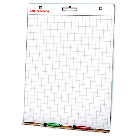 Office Depot® Brand 30% Recycled Self-Stick Easel Pads, 25" x 30", Grid, 40 Sheets, White, Pack Of 2