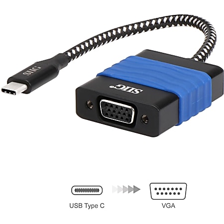 SIIG USB Type-C to VGA Video Cable Adapter - USB Type C - 1 x VGA