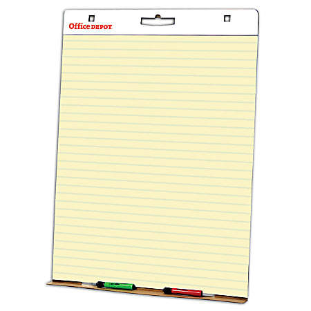 Office Depot® Brand 30% Recycled Self-Stick Easel Pads, 25" x 30", Faint Ruled, 40 Sheets, Yellow, Pack Of 2