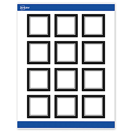 Avery® Print-To-The-Edge Labels & Sure Feed®, S00-DM2-PRWMP10, 2" x 2", Matte White, Preprinted Double Black Border Design, Pack Of 120