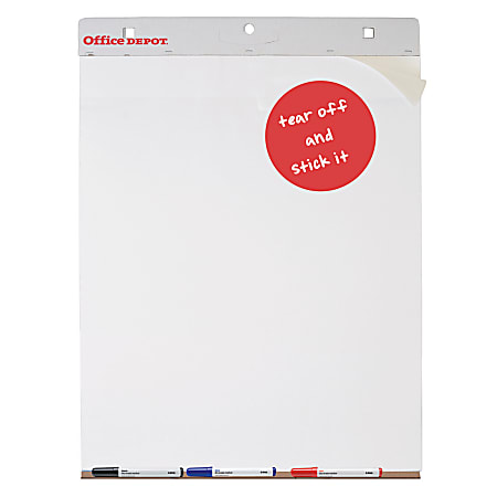 Office Depot® Brand 30% Recycled Self-Stick Easel Pads, 25" x 30", Unruled, 40 Sheets, White, Pack Of 2