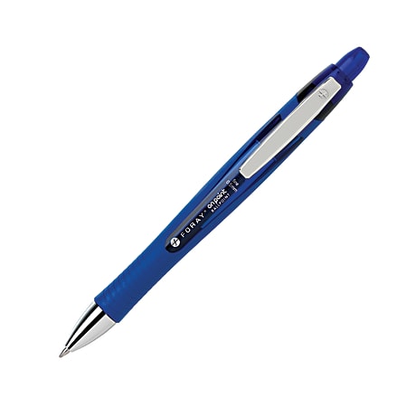 FORAY™ Super Comfort Grip Retractable Ballpoint Pens, Fine Point, 0.5 mm, Blue Barrels, Blue Ink, Pack Of 12