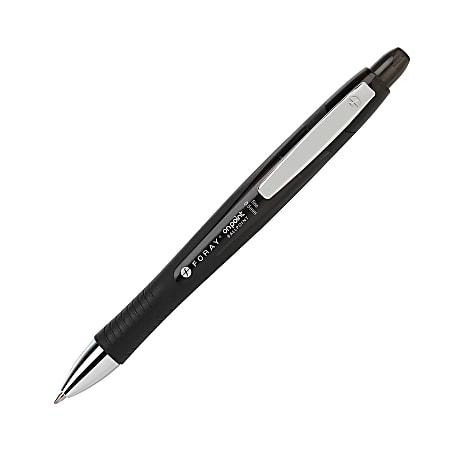 FORAY™ Super Comfort Grip Retractable Ballpoint Pens, Fine Point, 0.5 mm, Black Barrels, Black Ink, Pack Of 12