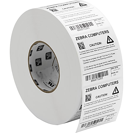 Zebra Z-Ultimate 2000T Thermal Label - 1 1/2"x 1" - Permanent Adhesive - Thermal Transfer - Glossy - White - 10011981