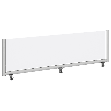 Bush Business Furniture Frosted Desk Top Privacy Screen, 17 3/4"H x 69 1/8"W x 1 3/16"D, White/Silver, Standard Delivery
