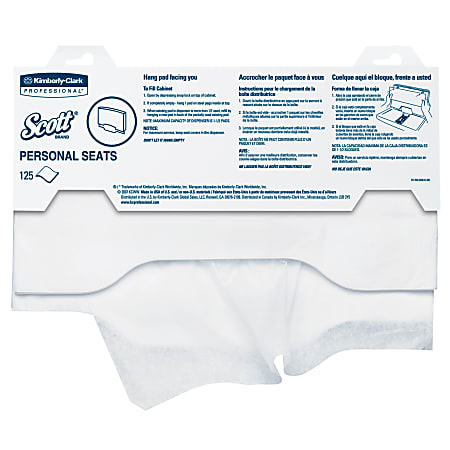 Kimberly-Clark® Scott® Personal Seats Sanitary Toilet Seat Covers, 15" x 18", 50% Recycled, White, Pack Of 125