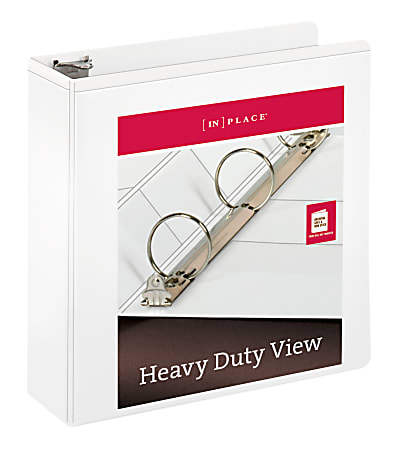 [IN]PLACE® Heavy-Duty Nonstick View 3-Ring Binder, 3" Round Rings, White