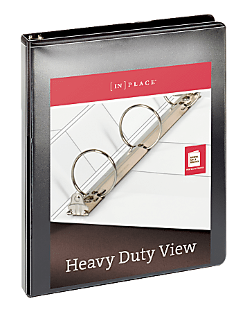 Heavy-Duty Nonstick View Binder By [IN]PLACE®, 1" Rings, 40% Recycled, Black