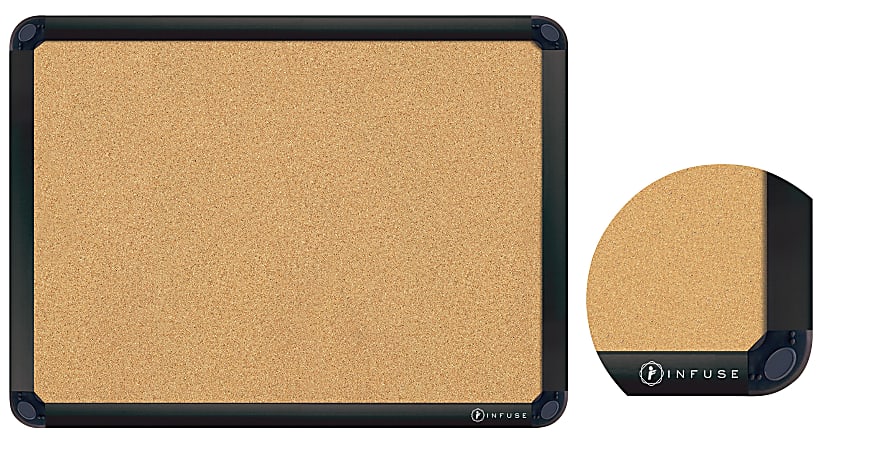 INFUSE Black Framed 6' x 4' Cork Boards With Rubber Corners