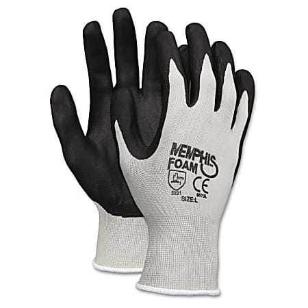 MCR Safety Memphis Economy Foam Nitrile Gloves, Large, Black/Gray, Pack ...